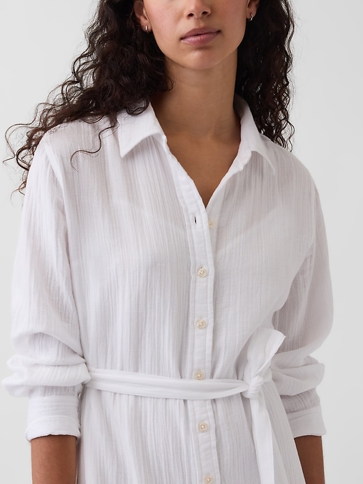 Image number 4 showing, Cotton Gauze Maxi Shirtdress
