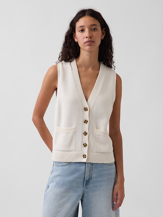 Image number 1 showing, 100% Cotton Pocket Sweater Vest
