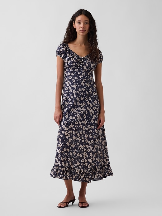Image number 1 showing, V-Neck Ruffle Hem Maxi Dress