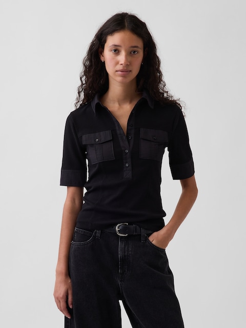 Modern Elbow-Sleeve Utility T-Shirt