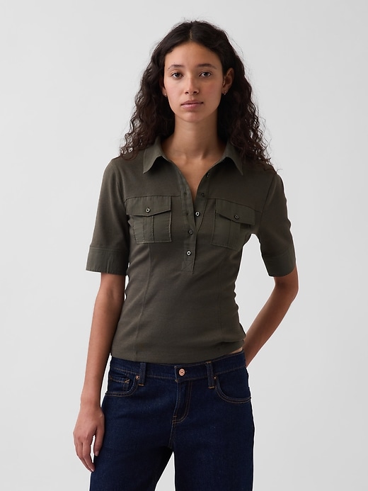 Image number 1 showing, Modern Elbow-Sleeve Utility T-Shirt