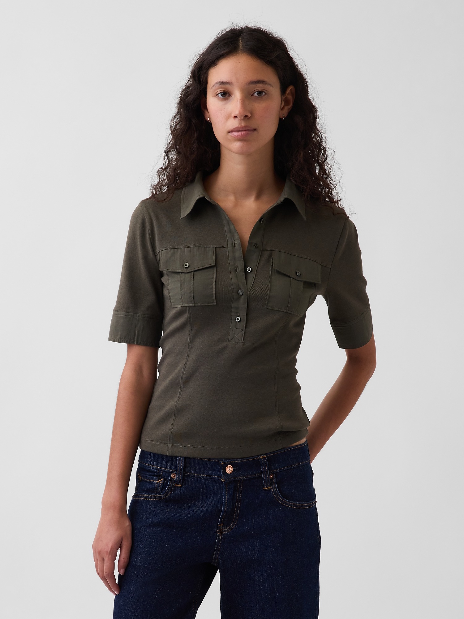 Женские футболки Gap Modern Elbow-Sleeve Utility T-Shirt