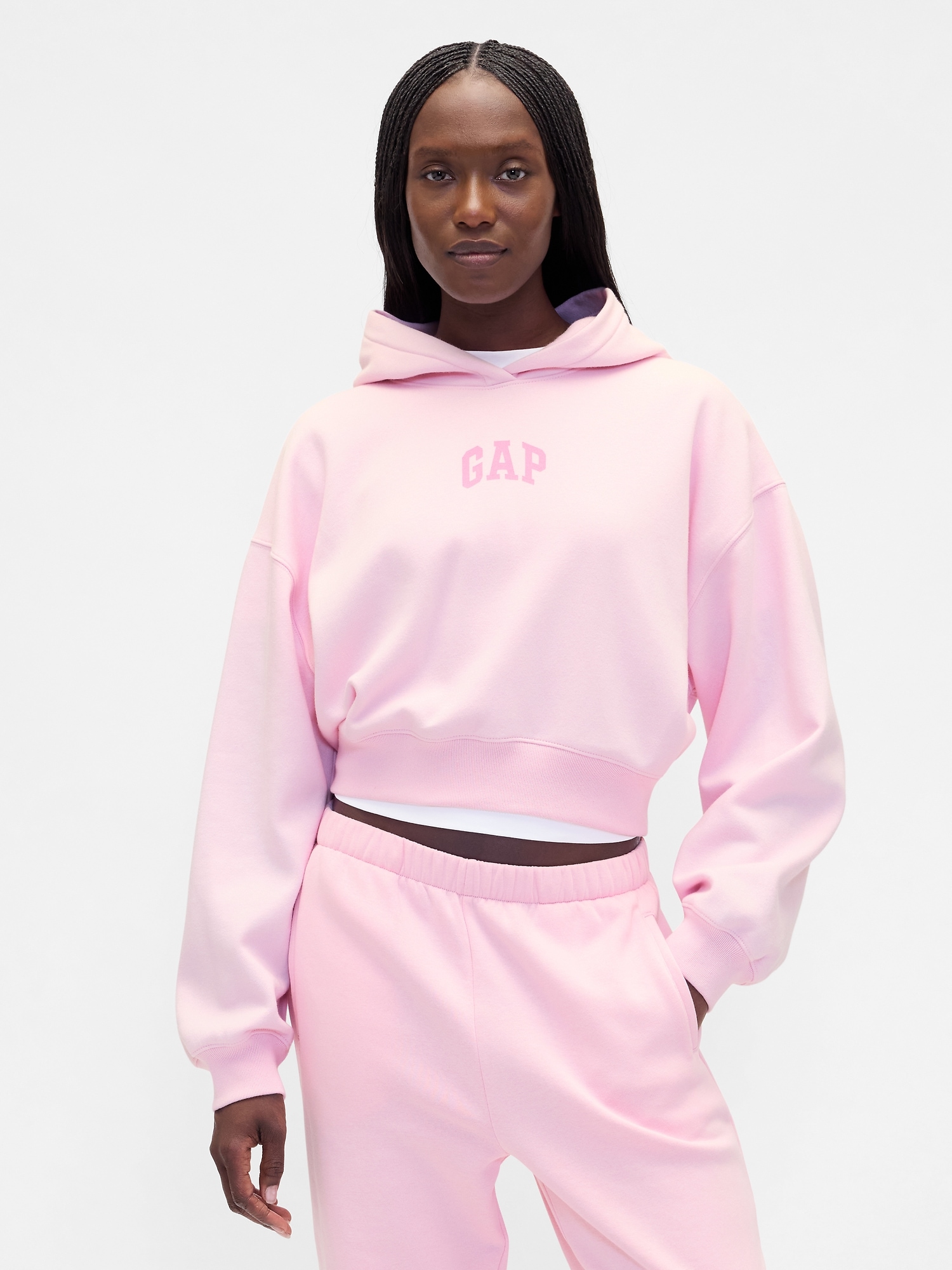 VintageSoft Crop Logo Hoodie