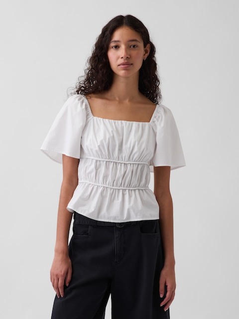 Square-Neck Peplum Top