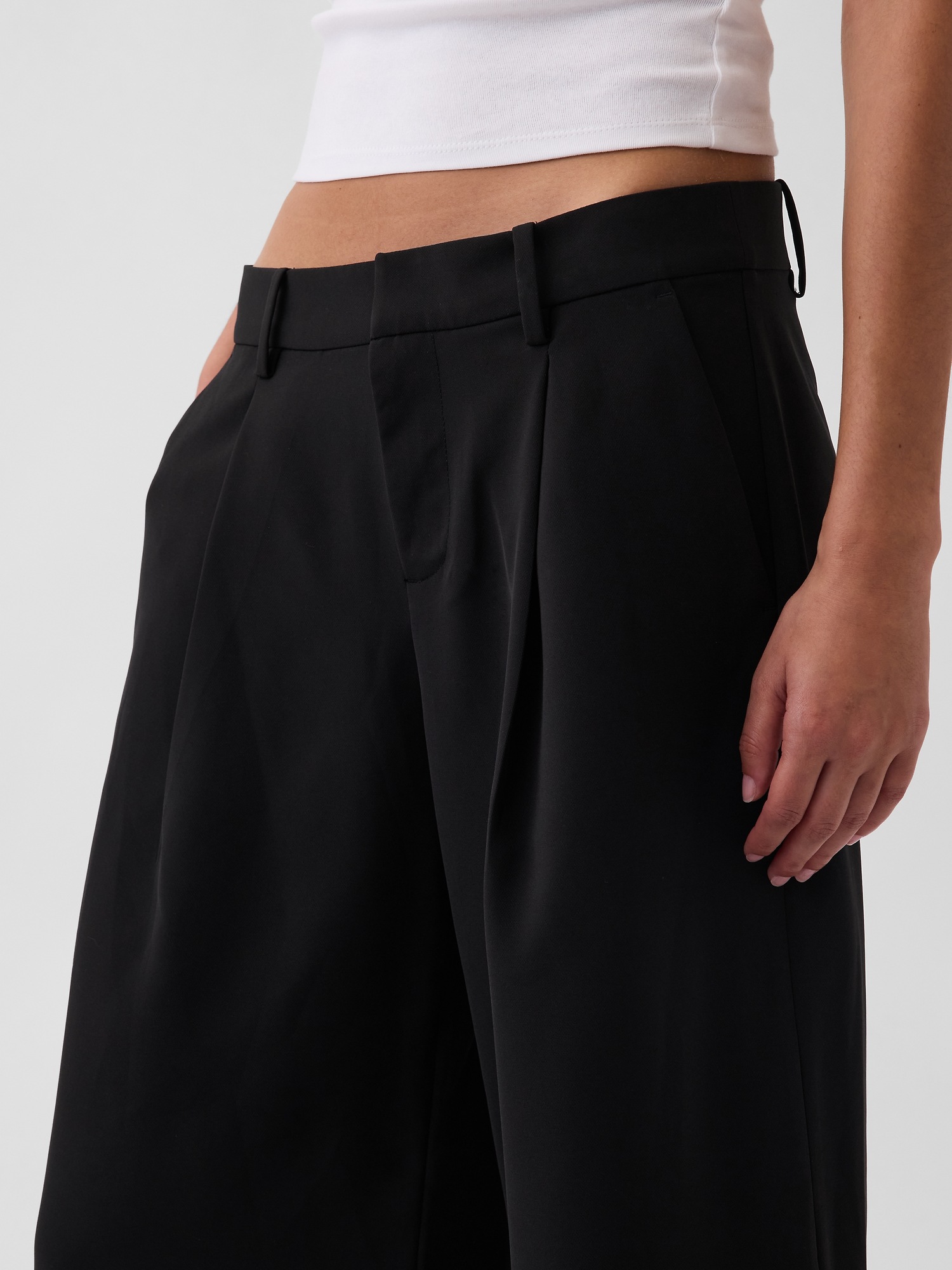 Женские брюки Gap Low Rise Trouser Culotte, цвет: Чёрный — фото 5