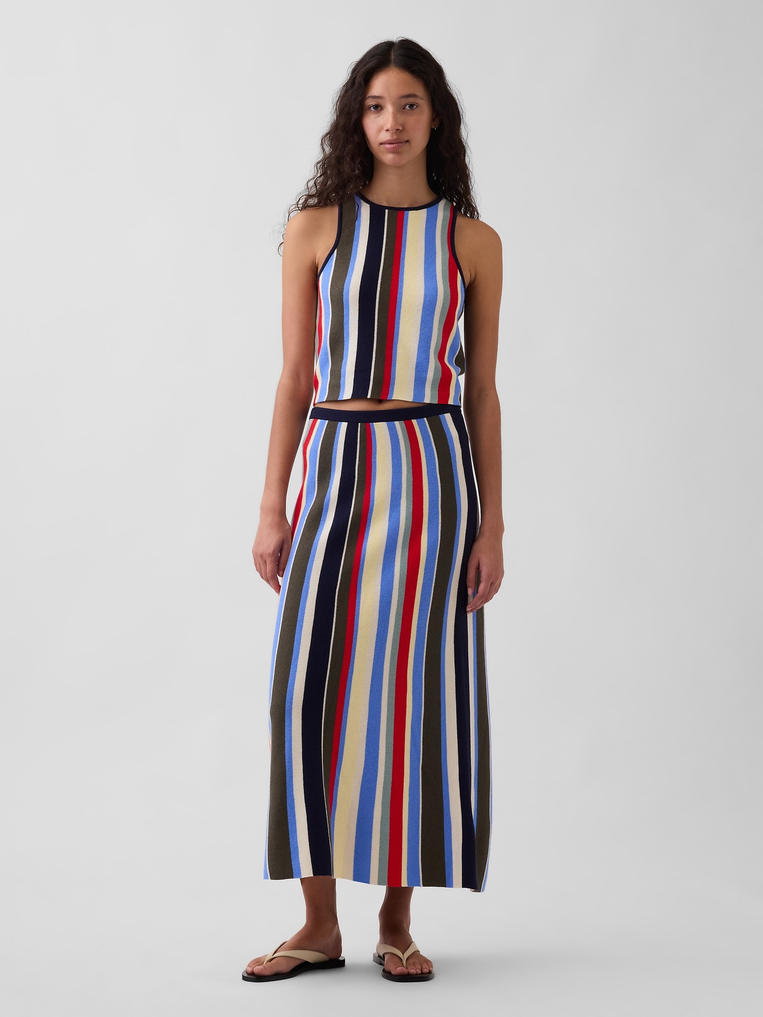 Gap 100% Cotton Stripe Easy Maxi Sweater Skirt