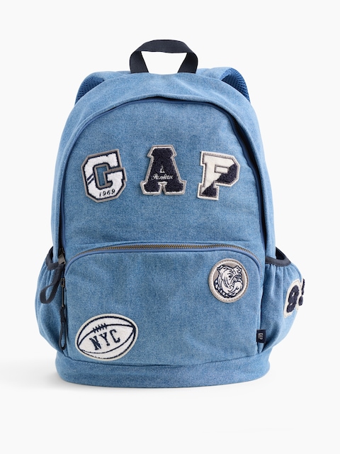 Kids Denim Logo Patch Backpack