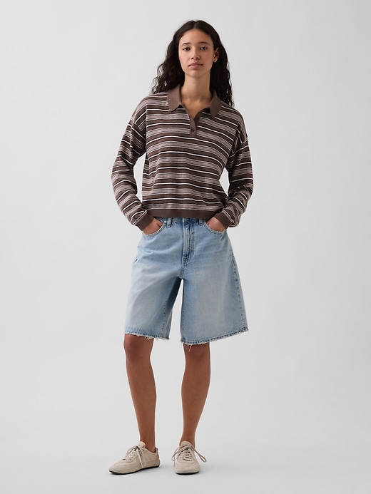 Image number 2 showing, 100% Cotton Relaxed Polo Sweater