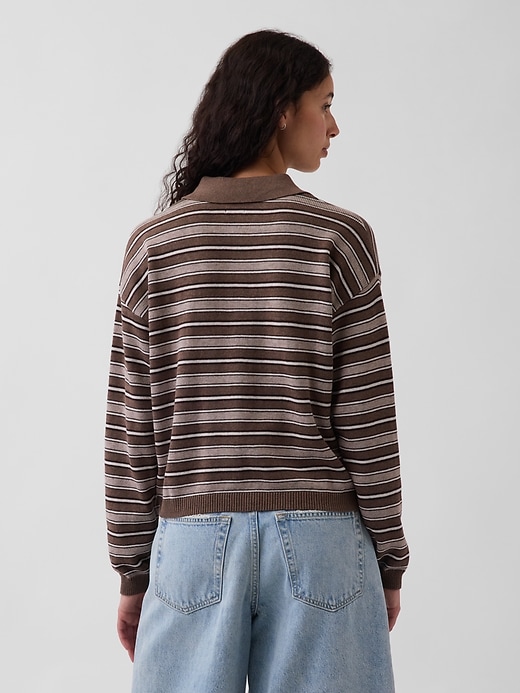 Image number 3 showing, 100% Cotton Relaxed Polo Sweater
