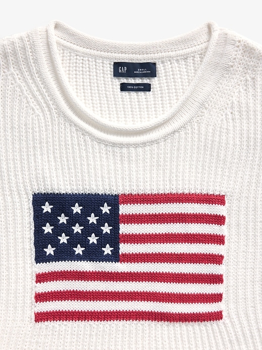 Image number 4 showing, 100% Cotton Oversized Americana Crop Sweater