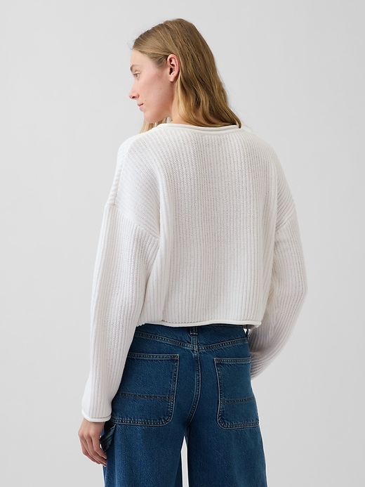 Image number 3 showing, 100% Cotton Oversized Americana Crop Sweater