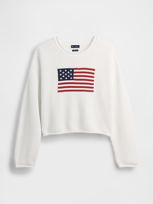 Image number 5 showing, 100% Cotton Oversized Americana Crop Sweater