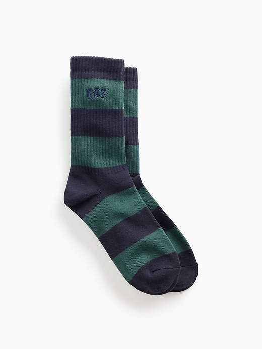 Image number 1 showing, Rugby Stripe Logo Crew Socks