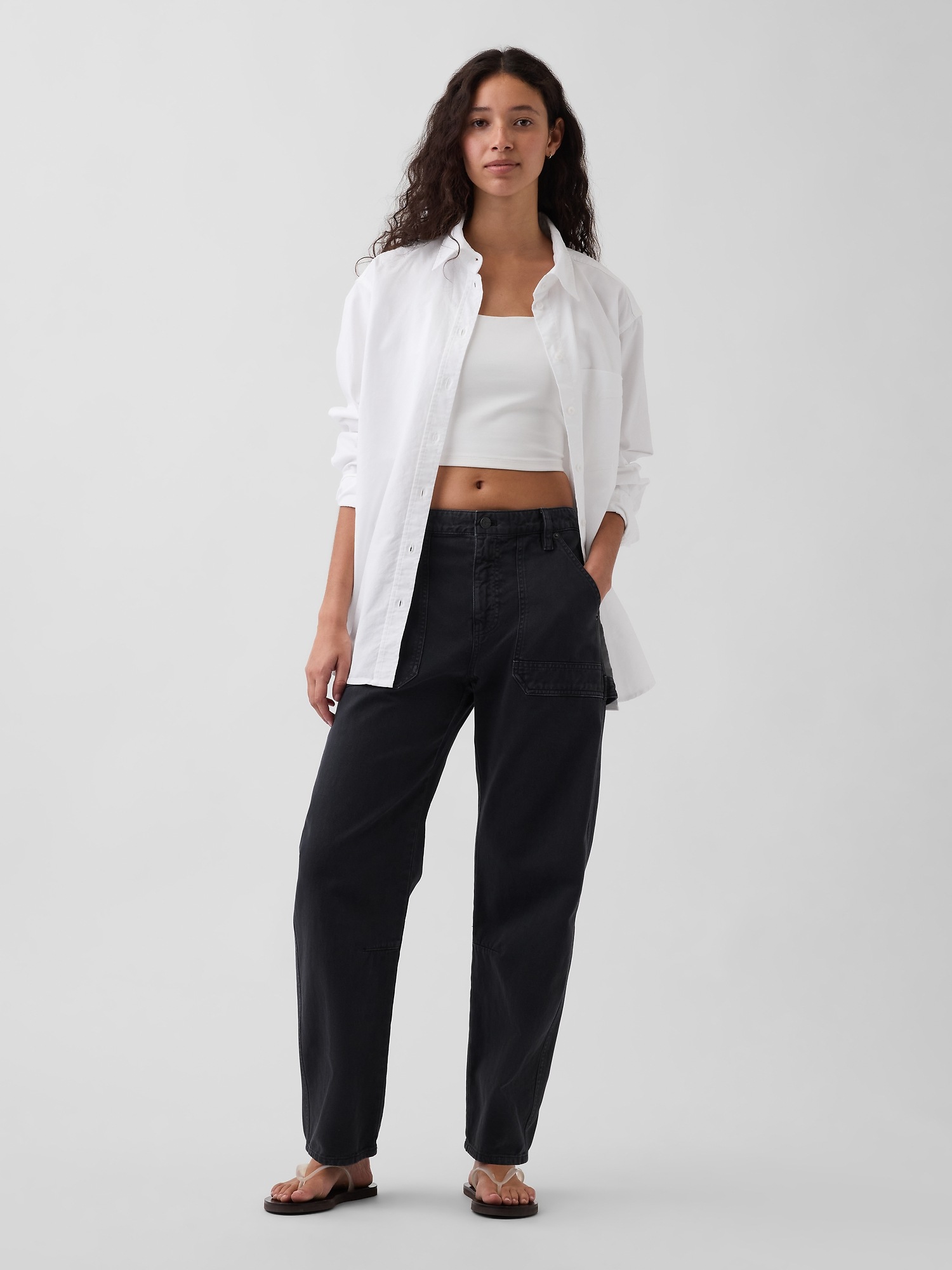 Женские брюки Gap Mid Rise Barrel Utility Ankle Pants