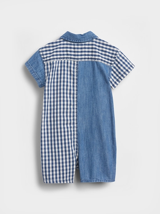Image number 2 showing, Baby Gingham Denim Colorblock Shorty One-Piece