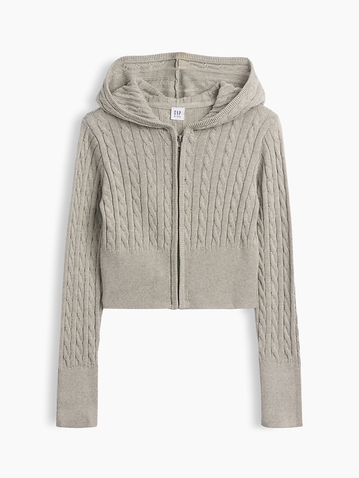 Image number 2 showing, Kids Cable-Knit Sweater Zip Hoodie