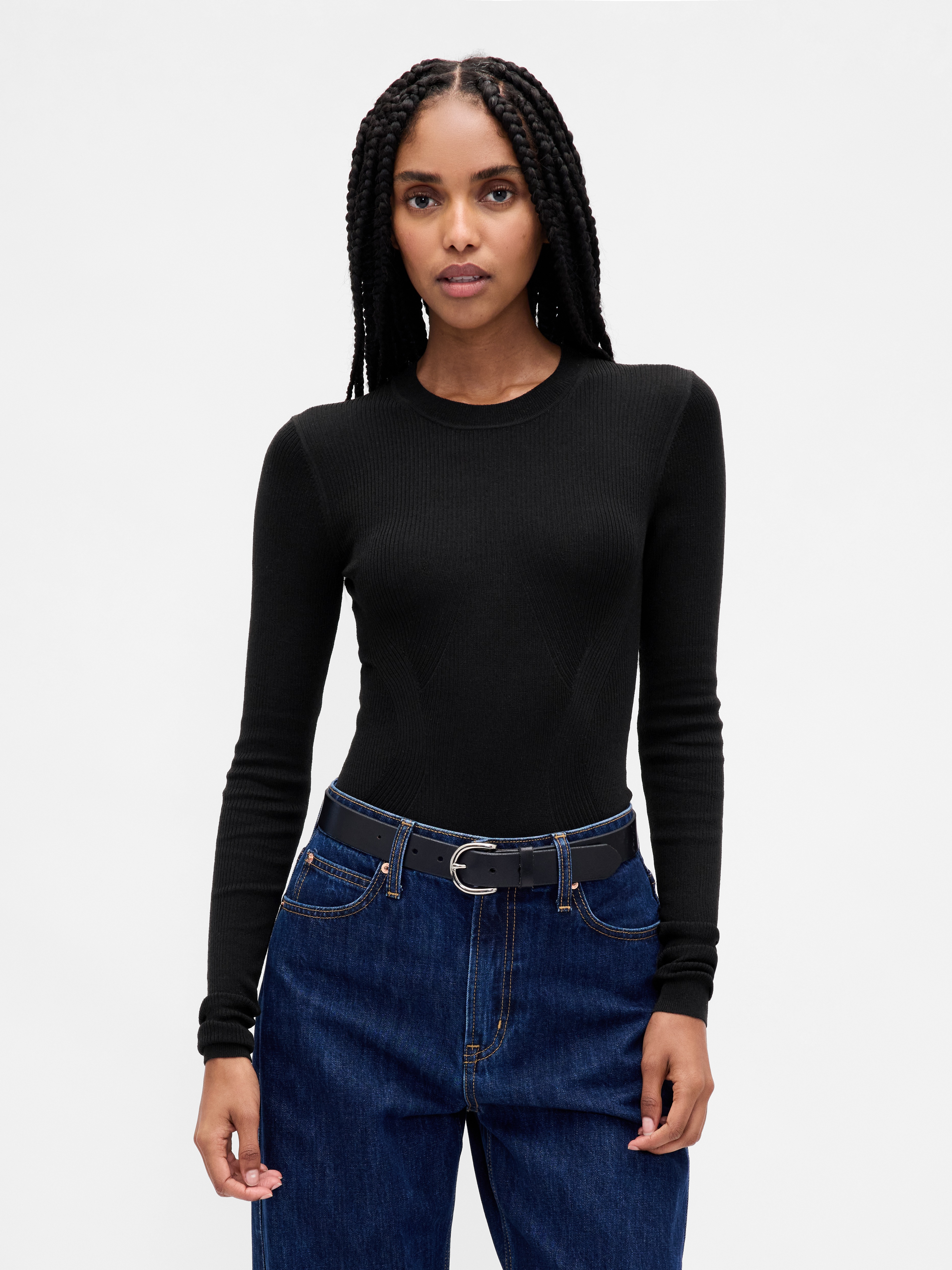 Sheer Rib Sweater Bodysuit