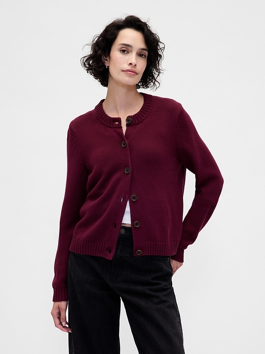 100% Cotton Crewneck Cardigan | Gap