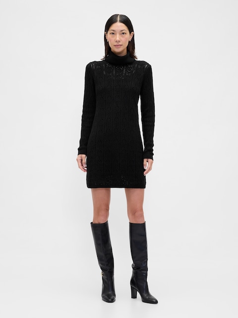 CashSoft Pointelle Turtleneck Sweater Dress