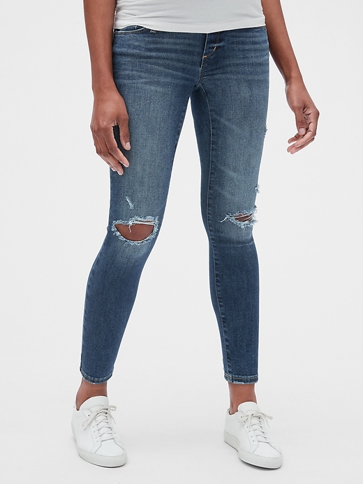 Image number 1 showing, Maternity Distressed Full Panel Favorite Jeggings