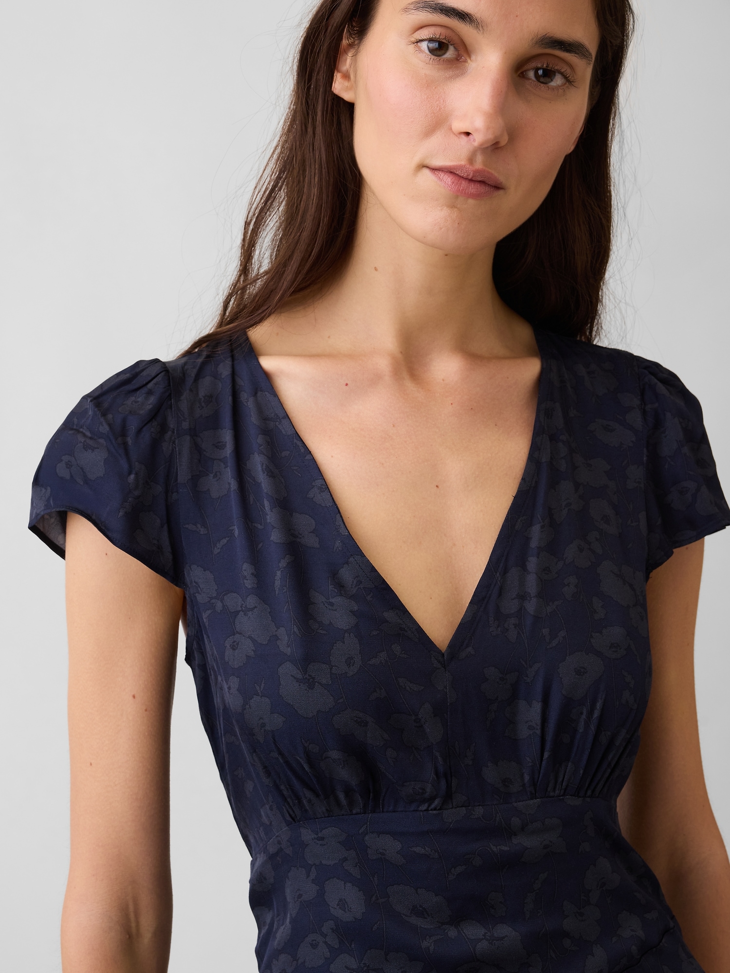 V-Neck Print Mini Dress