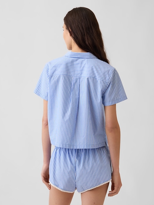 Image number 3 showing, Poplin Stripe Crop PJ Shirt