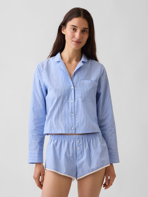 Poplin Oversized Crop PJ Shirt