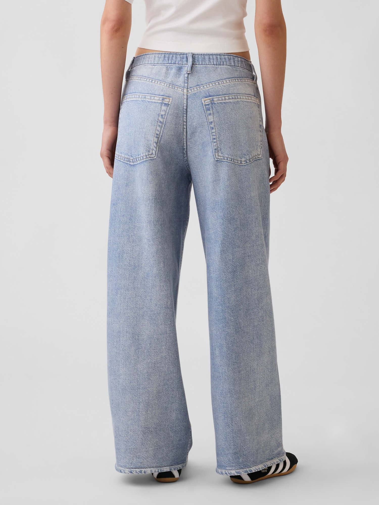 Женские джинсы Gap Printed Baggy Sweatpant, цвет: Светлый индиго — фото 4