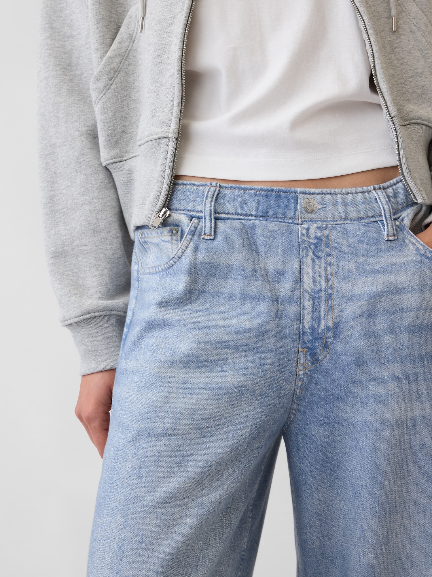 Printed Baggy Sweatpant Jeans