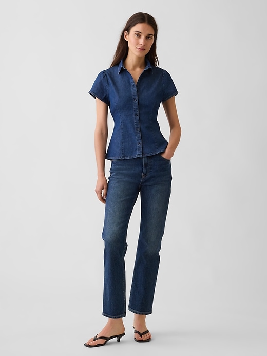 Image number 2 showing, Denim Cap-Sleeve Shirt