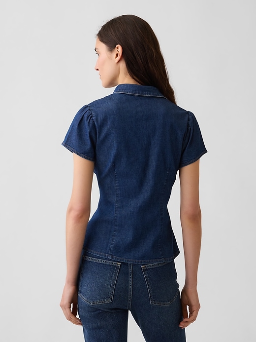 Image number 3 showing, Denim Cap-Sleeve Shirt