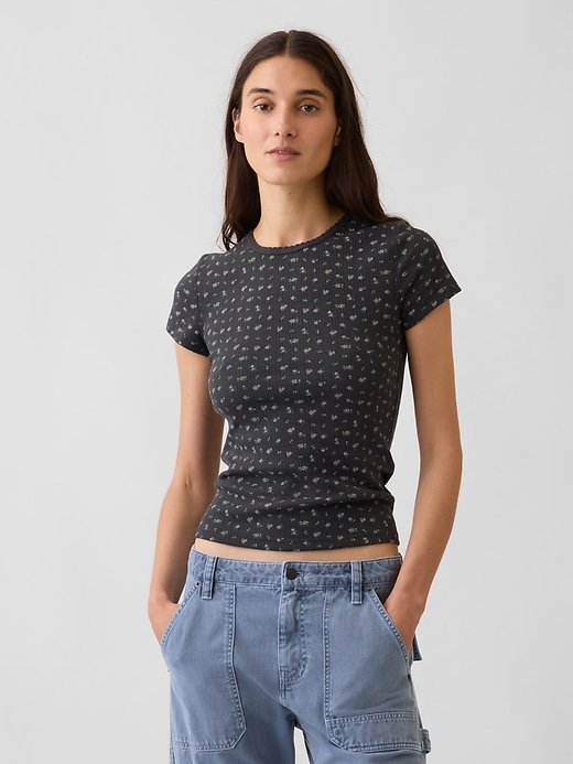 Image number 1 showing, Pointelle Crewneck T-Shirt