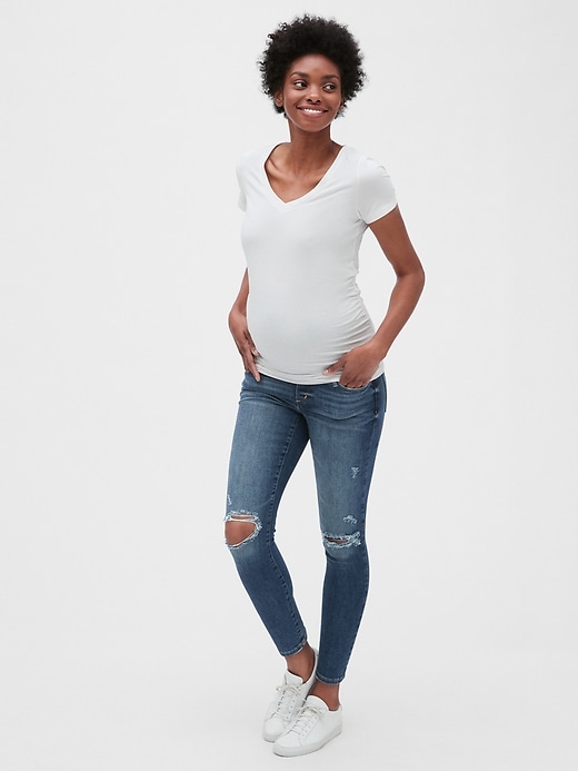 Image number 4 showing, Maternity Distressed Full Panel Favorite Jeggings