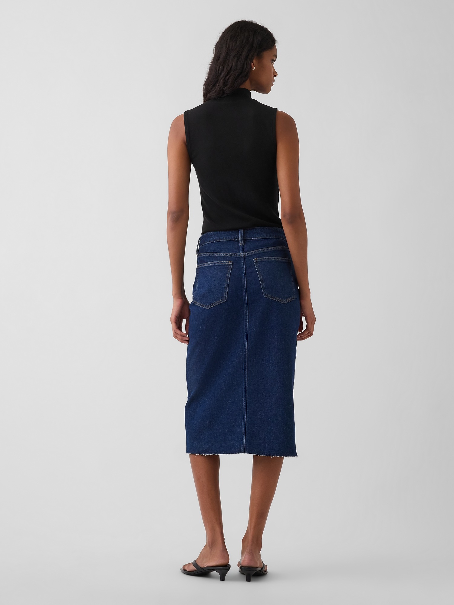 Denim Midi Pencil Skirt