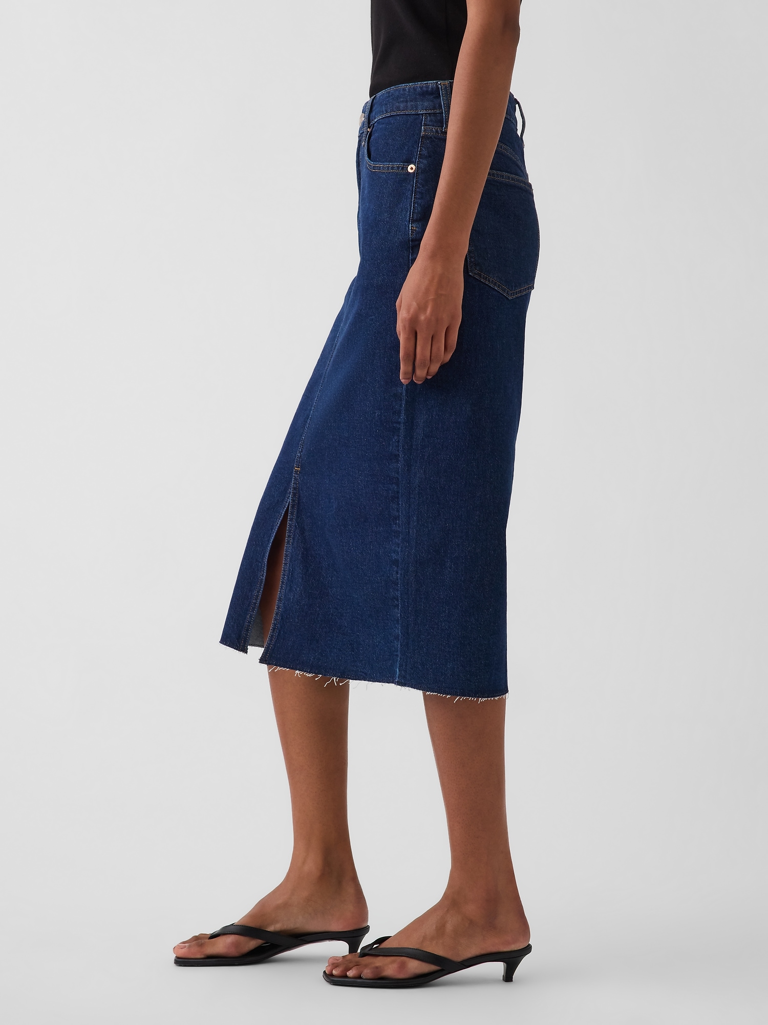 Denim Midi Pencil Skirt