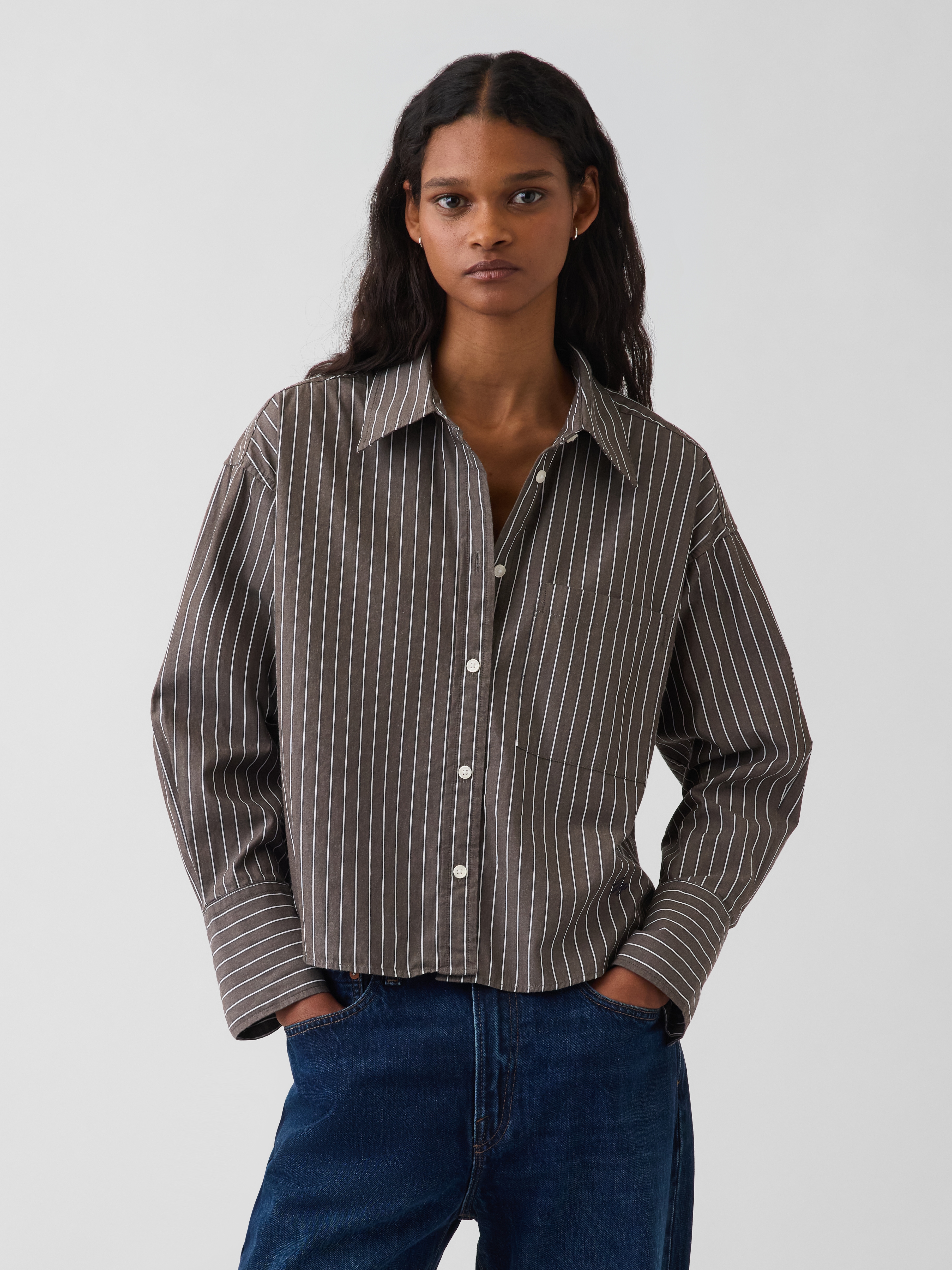 Organic Cotton Poplin Oversized Crop Shirt