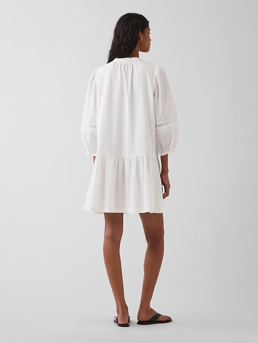 Image number 2 showing, Lace-Trim Drop-Waist Mini Dress