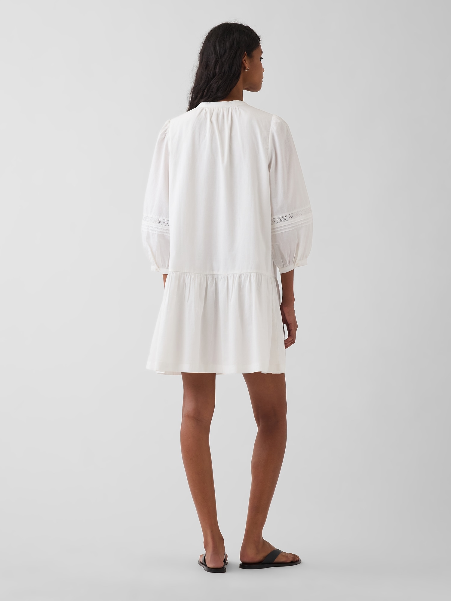 Lace-Trim Drop-Waist Mini Dress