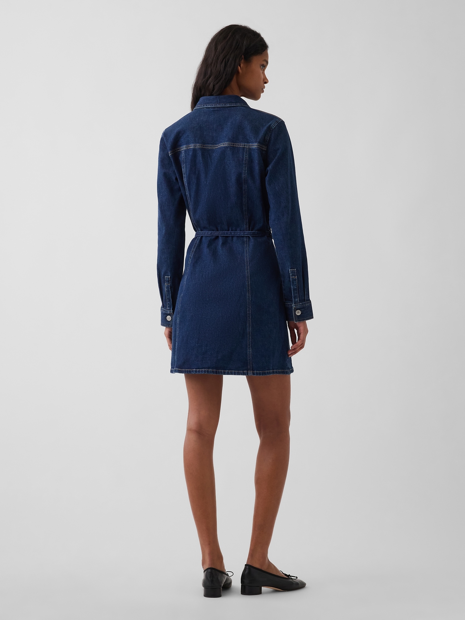 Denim Belted Mini Dress