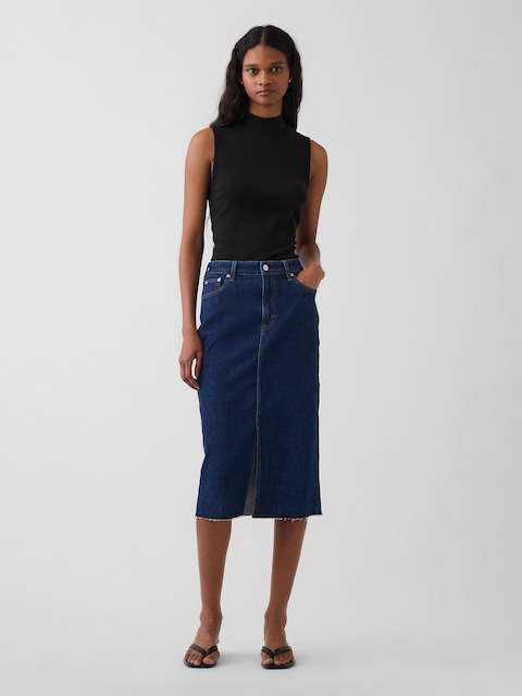Denim Midi Pencil Skirt
