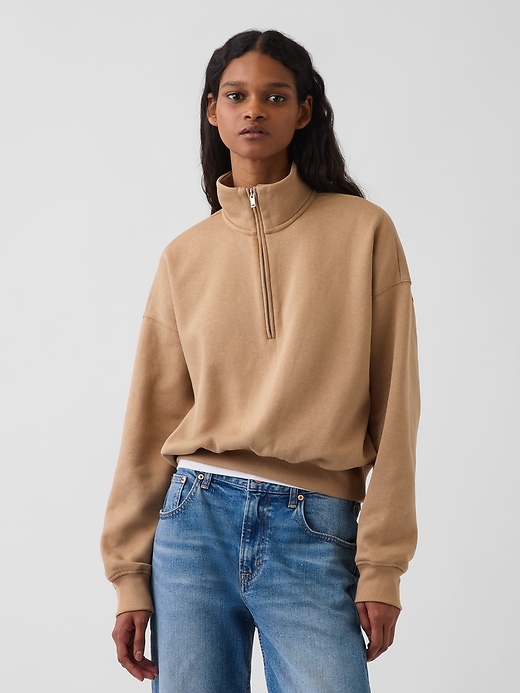 Image number 1 showing, VintageSoft Oversized Half-Zip Wedge Pullover
