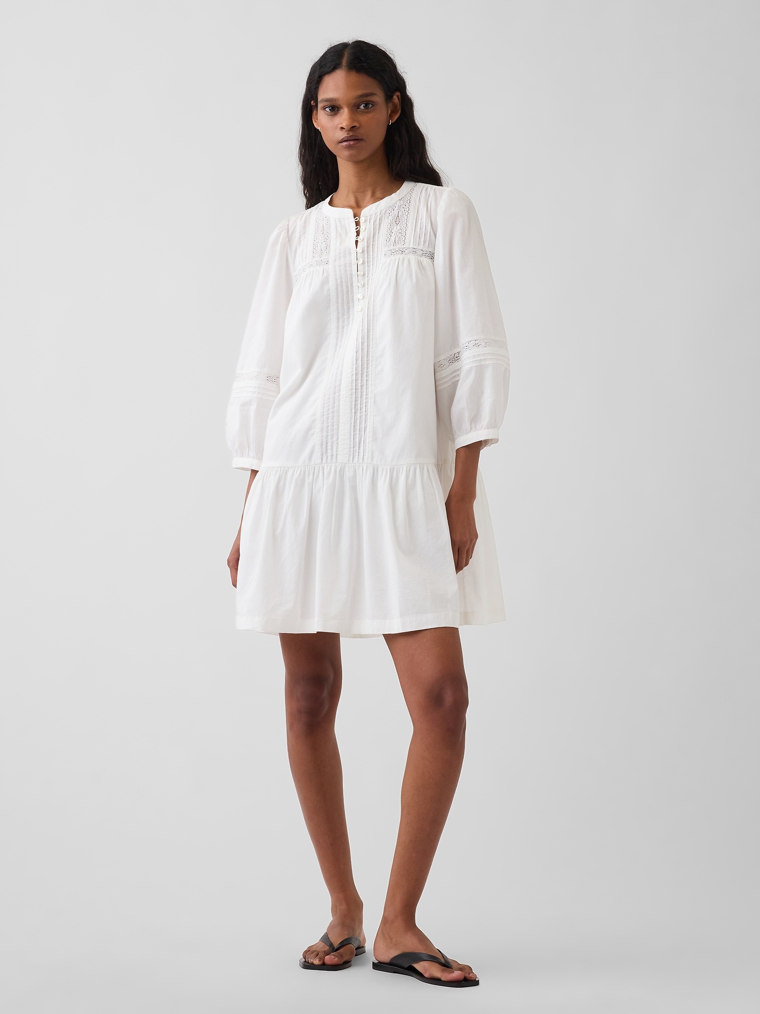 Gap Lace-Trim Drop-Waist Mini Dress