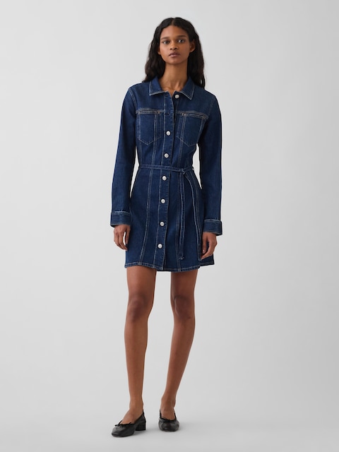Denim Belted Mini Dress