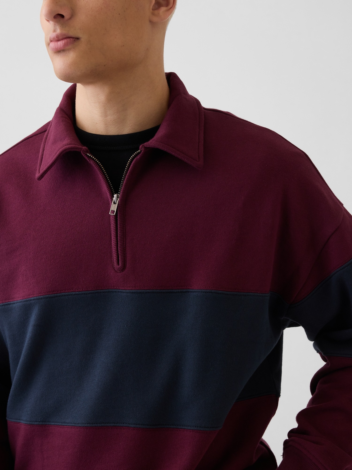 Мужские свитеры Gap Heavyweight Oversized Stripe Half-Zip Pullover — фото 4