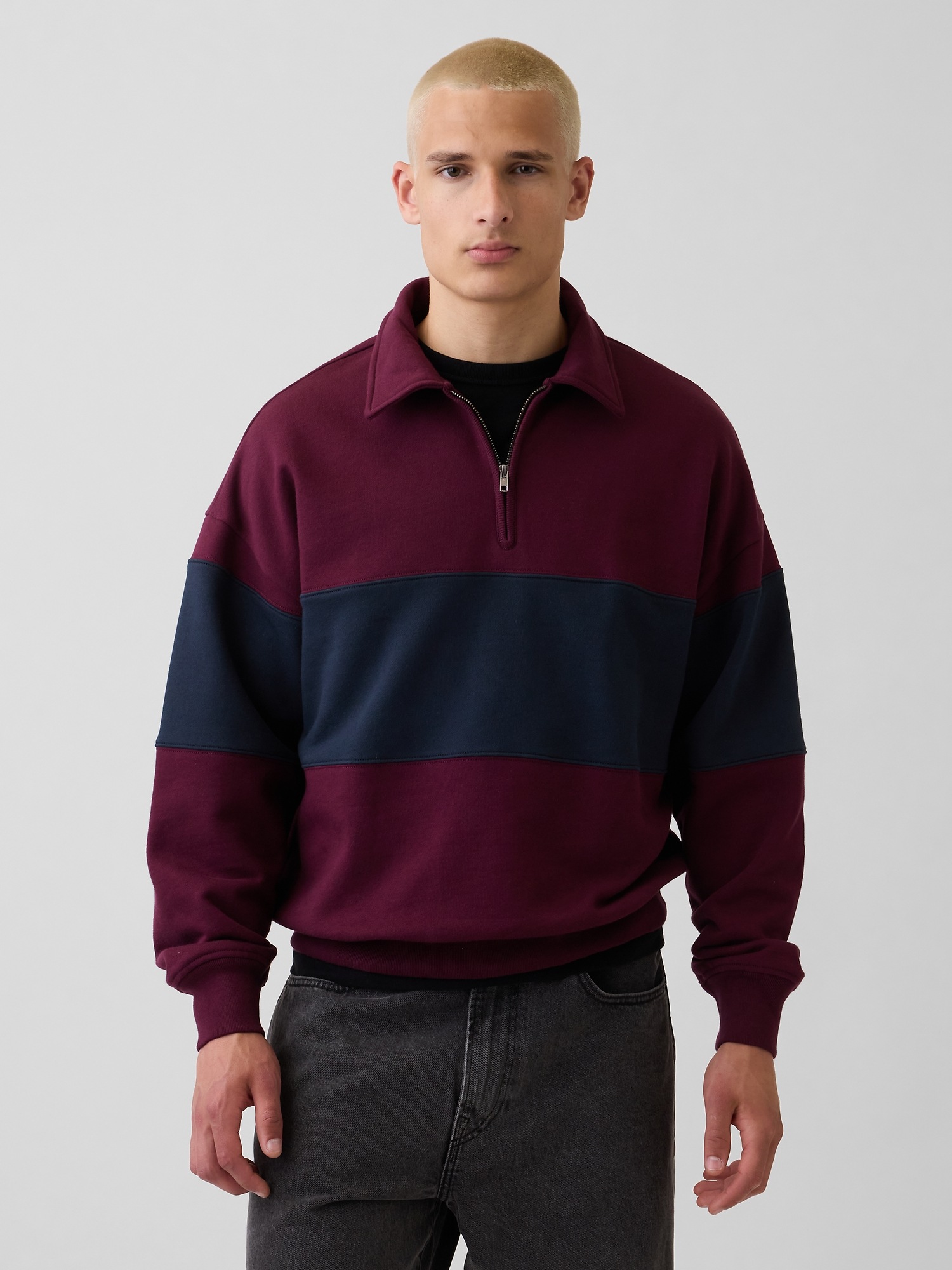 Мужские свитеры Gap Heavyweight Oversized Stripe Half-Zip Pullover