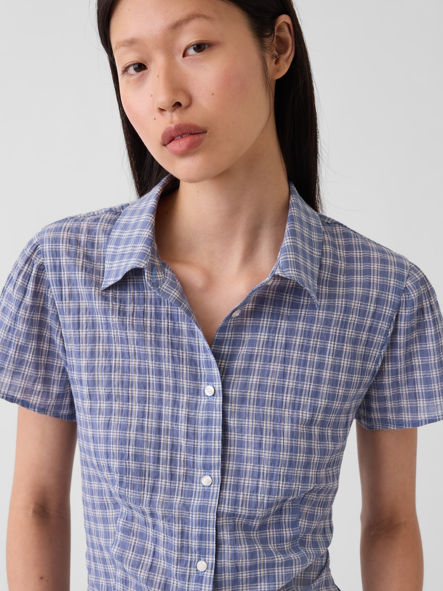 Fitted Cap-Sleeve Shirt