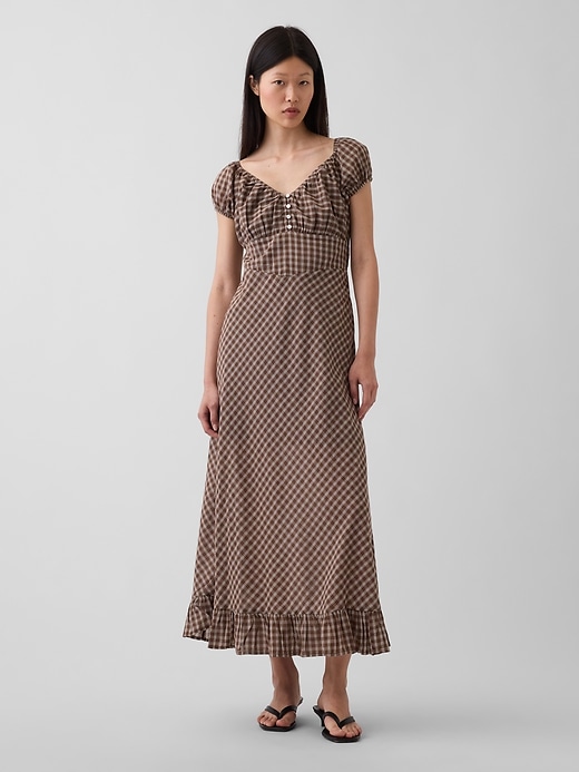 Image number 1 showing, V-Neck Ruffle Hem Maxi Dress