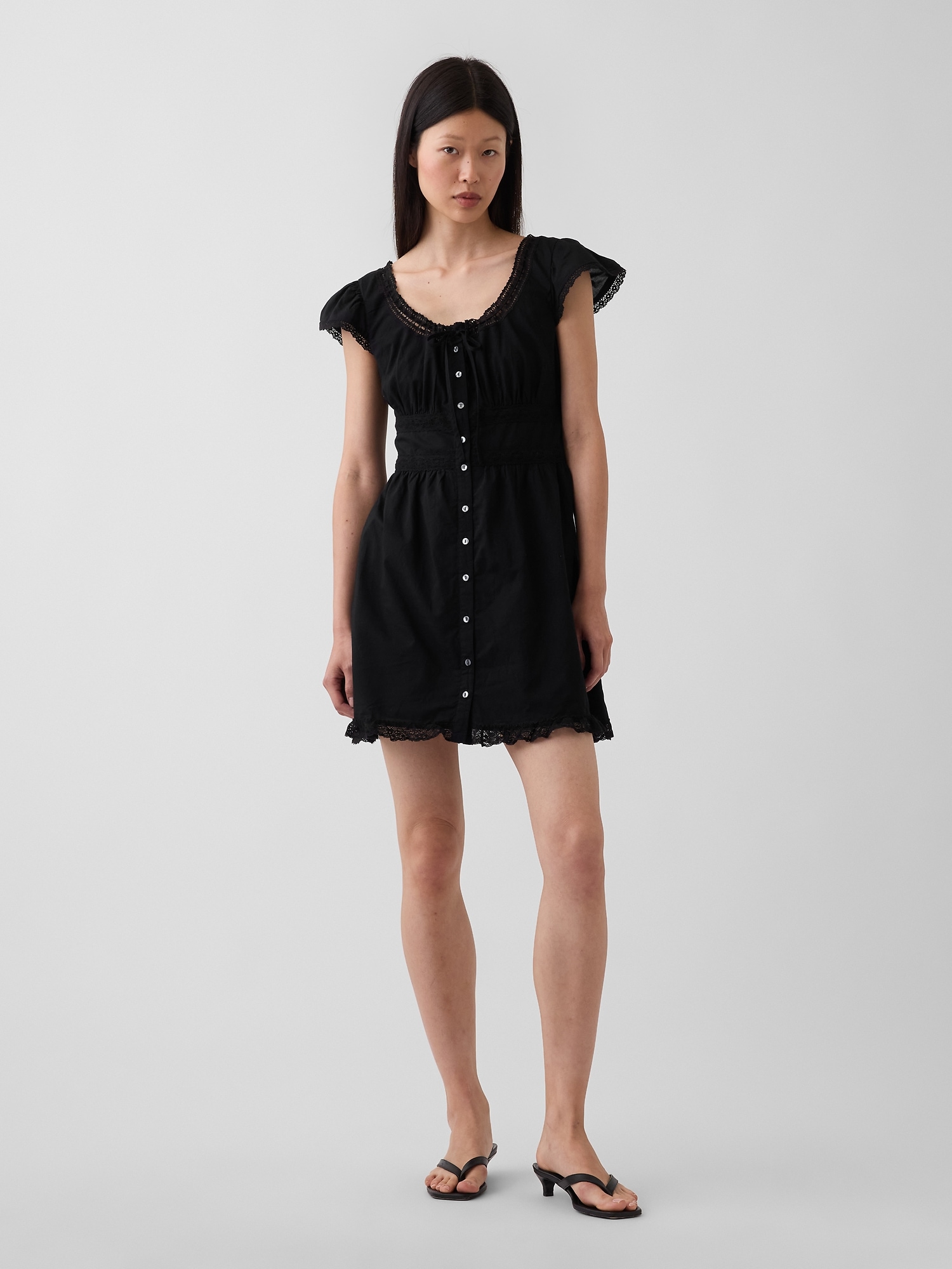 lace trim mini dress gap Scoop Neck Lace-Trim Mini Dress