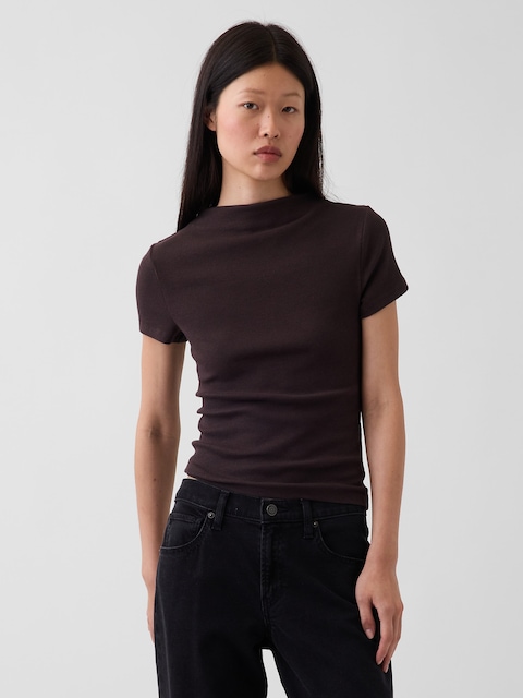 Modern Rib Mockneck Crop T-Shirt