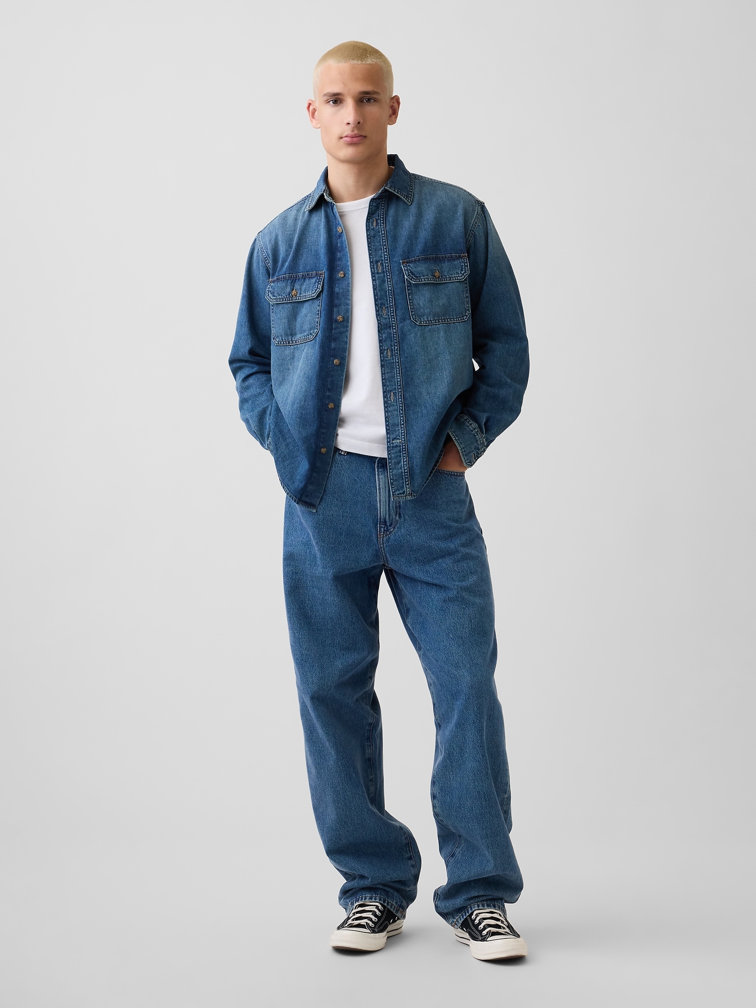UltraSoft Denim Relaxed Utility Shirt
